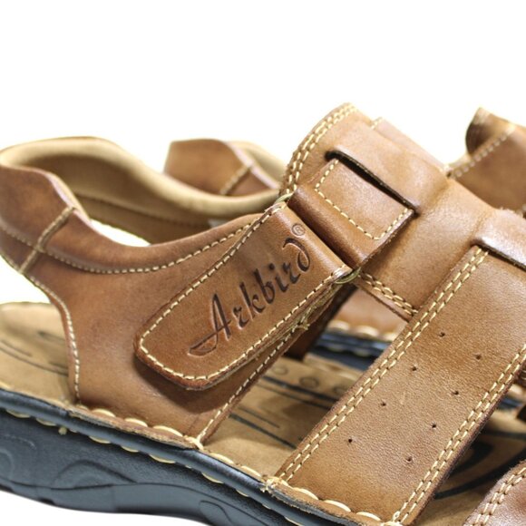 Mens Sandals Closed Toe Leather Fisherman Outdoor Hiking Sport Shoe Brown Size 9 - Picture 4 of 7